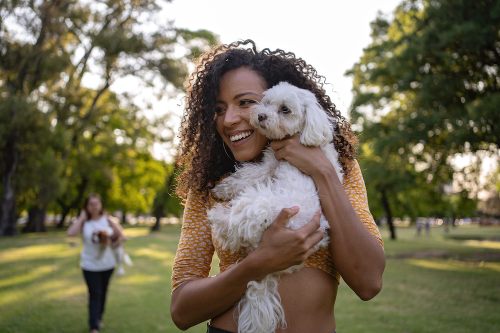 Woman with her cute dog.