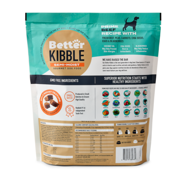 Better Kibble for Dogs Prime Beef 3lb bag back