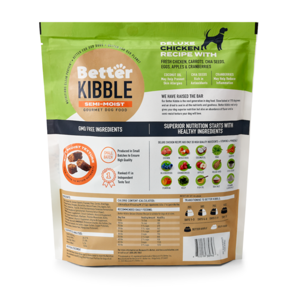 Better Kibble Deluxe Chicken Recipe for Dogs back of bag