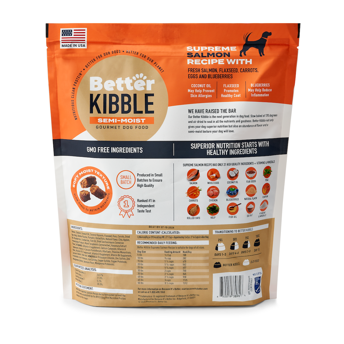 Better Kibble for Dogs Supreme Salmon 3lb bag back